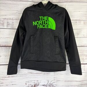 The North Face Boys Size S 7-8 Black topographic Print Hoodie Fleece Lined